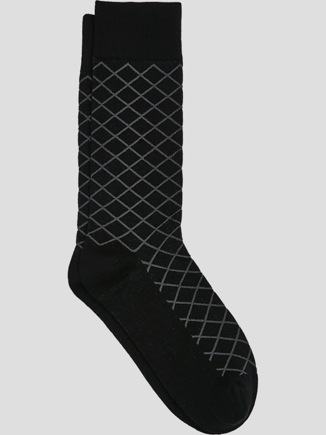 Egara Men's Grid Dress Socks, 1-Pair , Black Diamond