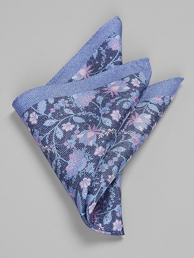 Joseph Abboud Textural Blooms Silk Pocket Square