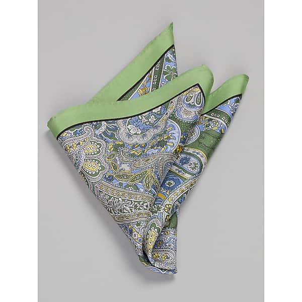 Joseph Abboud Men's Masterful Paisley Pocket Square Green - Size: One Size