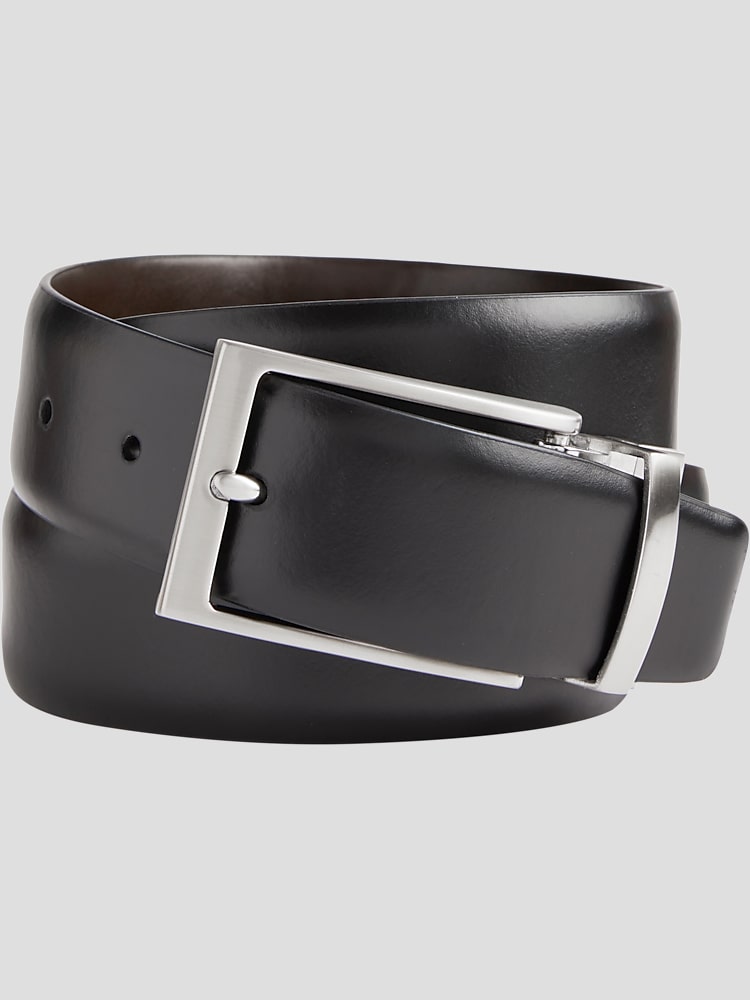 Black/brown 35 mm reversible leather belt - Luxury Belts