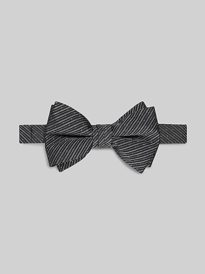 Pronto Uomo Ribbed Stripe & Dots Double-Decker Pre-Tied Bow Tie