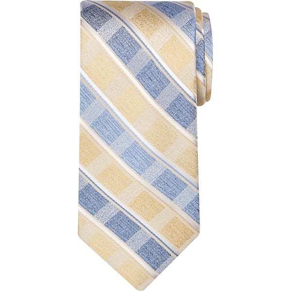 Pronto Uomo Men's Narrow Check Silk Tie Yellow/Blu Grid - Size: One Size - Only Available at Men's Wearhouse TMW8WR780016