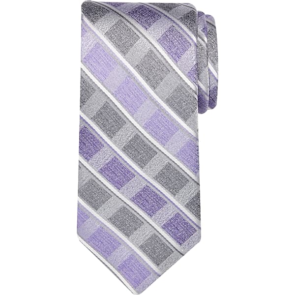 Pronto Uomo Men's Narrow Check Silk Tie Purple/Char Grid - Size: One Size - Only Available at Men's Wearhouse TMW8WR780032