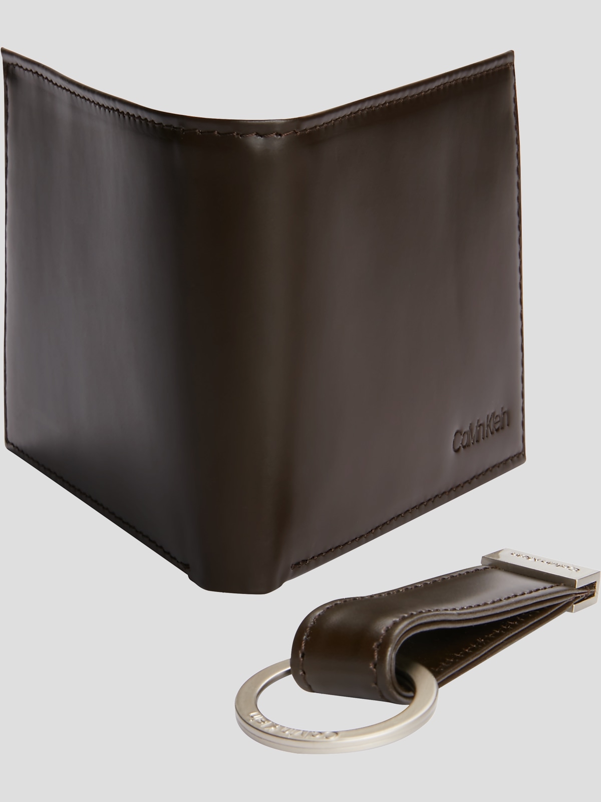 Calvin klein brown store leather wallet