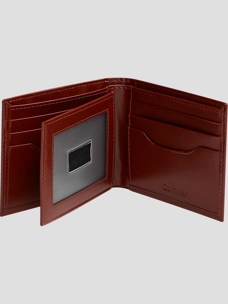 Calvin klein brown leather wallet discount