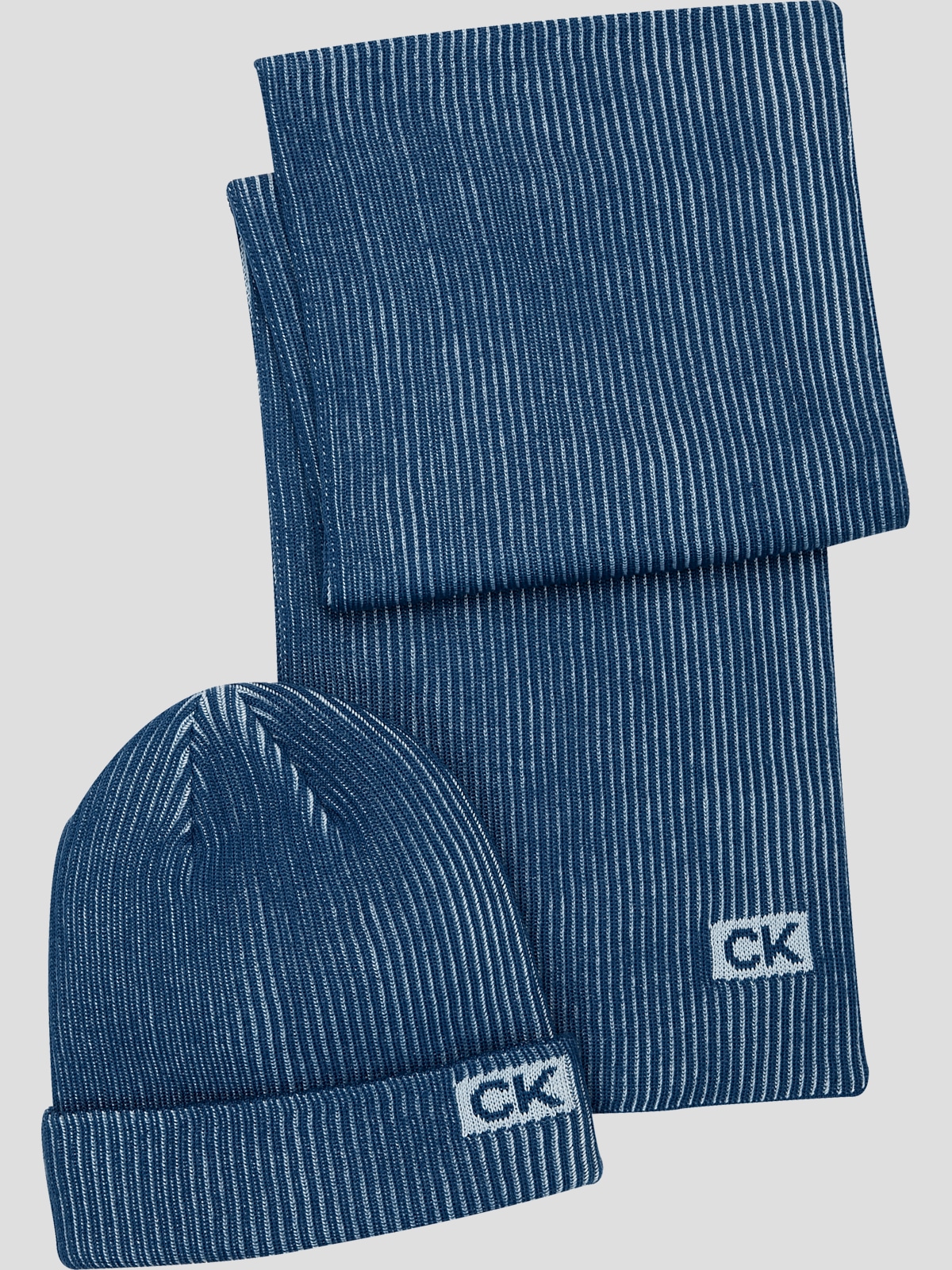 Calvin Klein Ribbed Logo Beanie and Scarf Set Scarves Men s Wearhouse