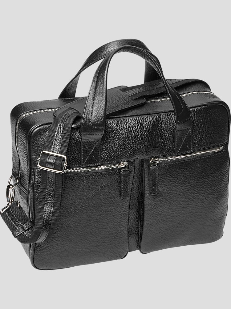 Pebbled leather briefcase discount