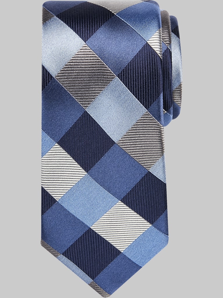 Awearness Kenneth Cole Narrow Gingham Patchwork Silk Tie