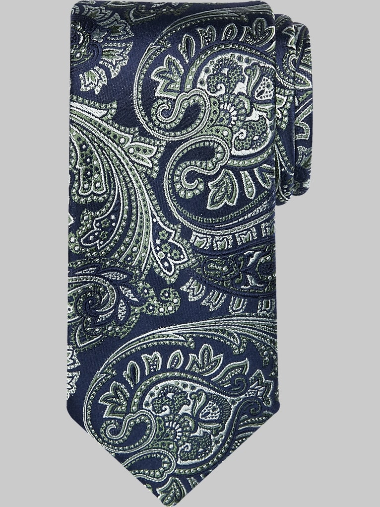 Awearness Kenneth Cole Narrow Paisley Motif Floral Silk Tie