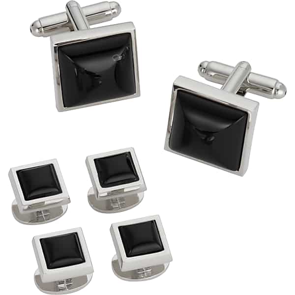 Pronto Uomo Men's Cufflink and Stud Set Silv/Blk - Size: One Size - Only Available at Men's Wearhouse