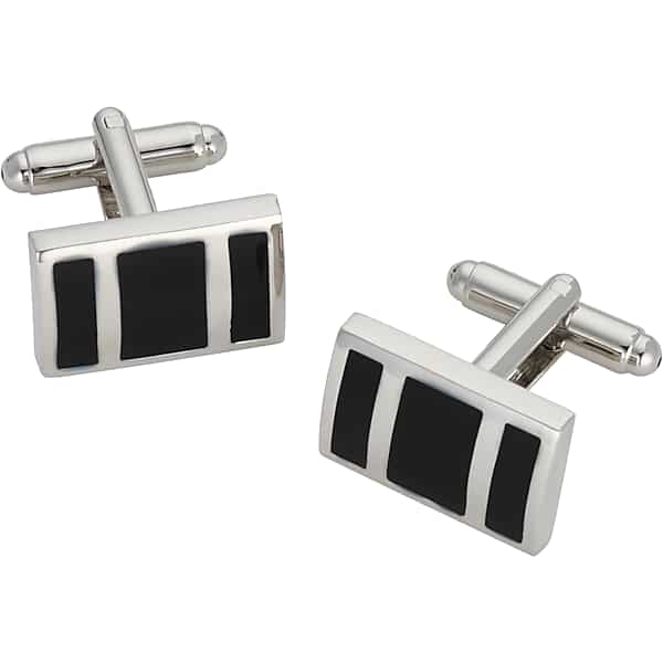 Pronto Uomo Men's Rectangular Cufflinks Silver/Blk - Size: One Size - Only Available at Men's Wearhouse