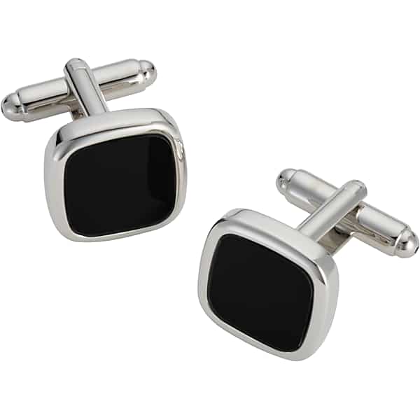Pronto Uomo Men's Square Cufflinks Silver/Blk - Size: One Size - Only Available at Men's Wearhouse