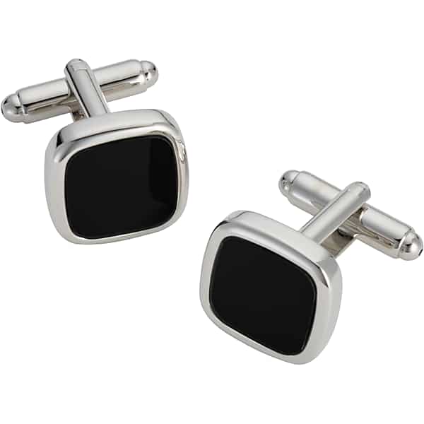 Pronto Uomo Men's Square Black Cufflinks Silver/Blk - Size: One Size - Only Available at Men's Wearhouse TMW8X7V80020