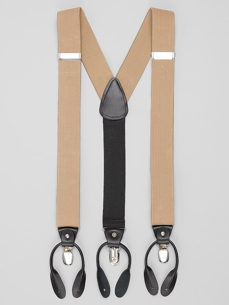 Joseph Abboud Chevron Convertible Stretch Suspender, Tan - Brown
