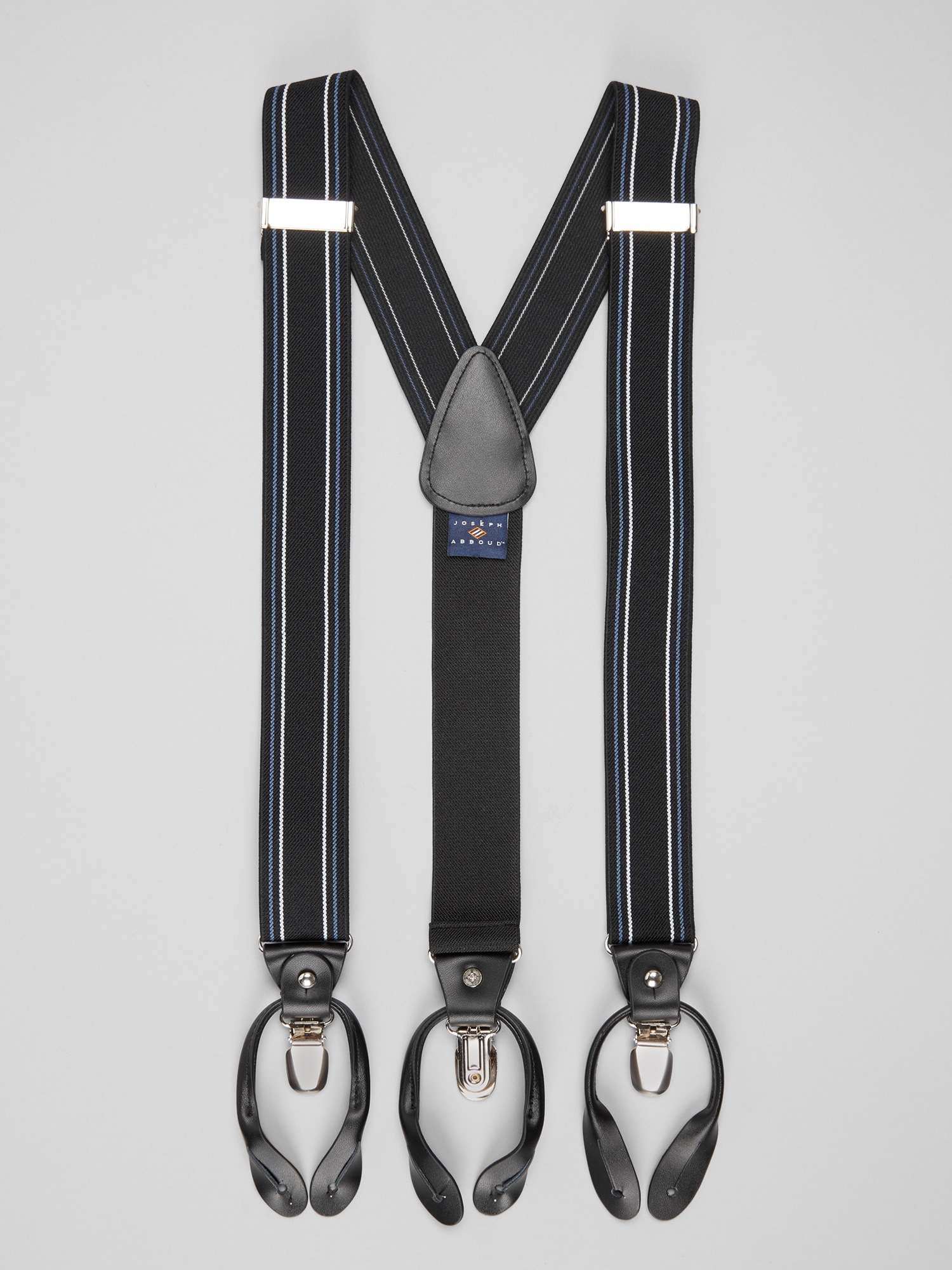 Joseph Abboud Stripe Convertible Stretch Suspenders, Black