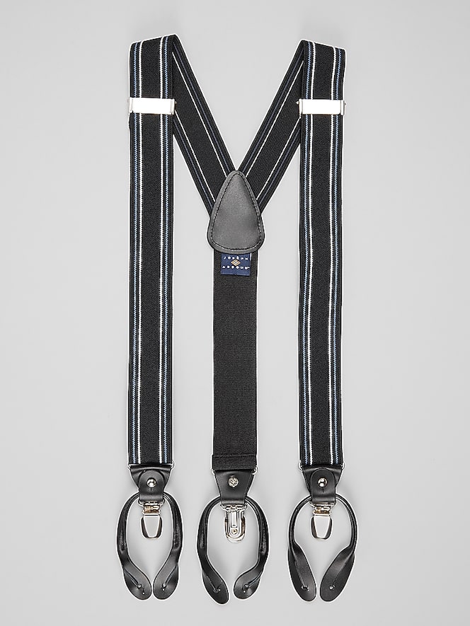 Joseph Abboud Stripe Convertible Stretch Suspenders