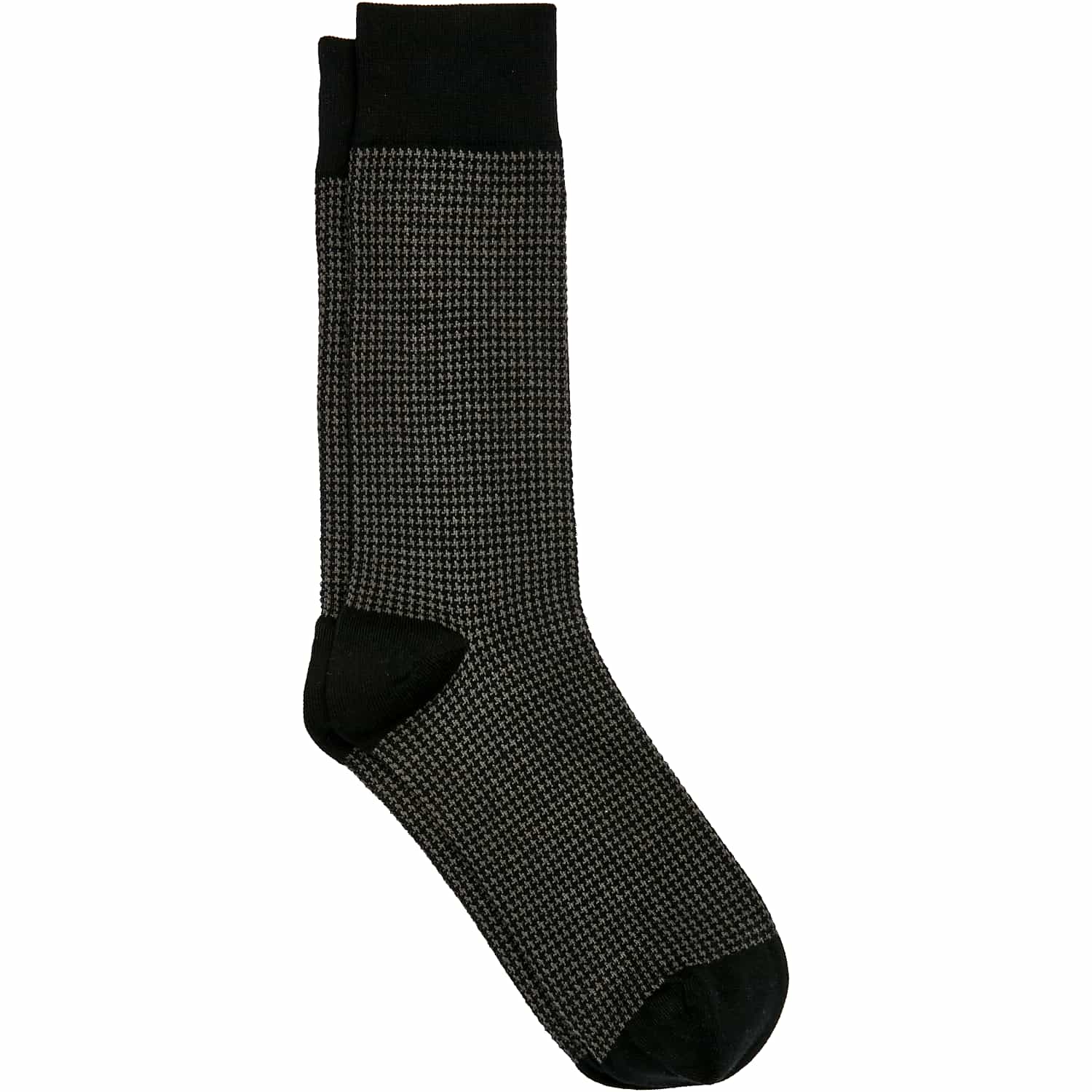 Egara Men’s Houndstooth Dress Socks in Black – Mid-Calf One Size Cotton Dress Sock for Suits, Office Wear and Casual Shoes