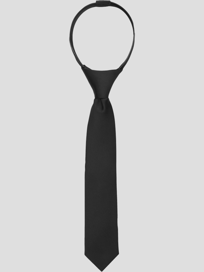 Egara Boys 11-inch Formal Pre-Tied Zipper Tie , Black