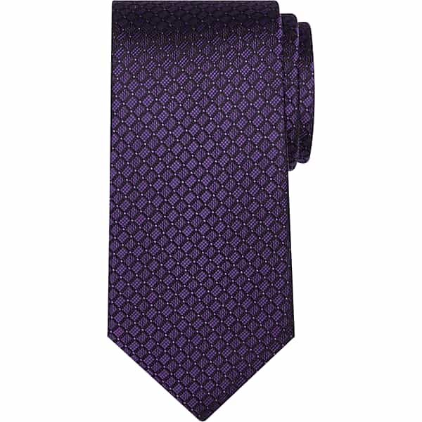 Pronto Uomo Men's Narrow Tonal Grid Silk Tie Purple Grid - Size: One Size - Only Available at Men's Wearhouse TMW8XJH80032