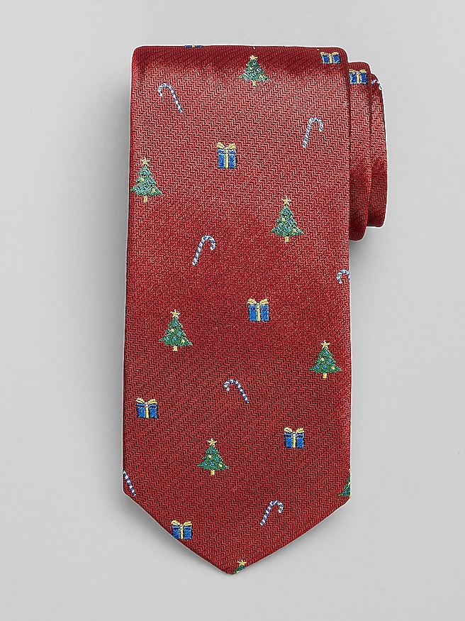 Joseph Abboud Christmas Allover Tie Red