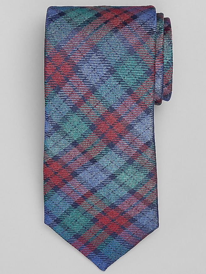 Joseph Abboud Multi Plaid Tie Blue