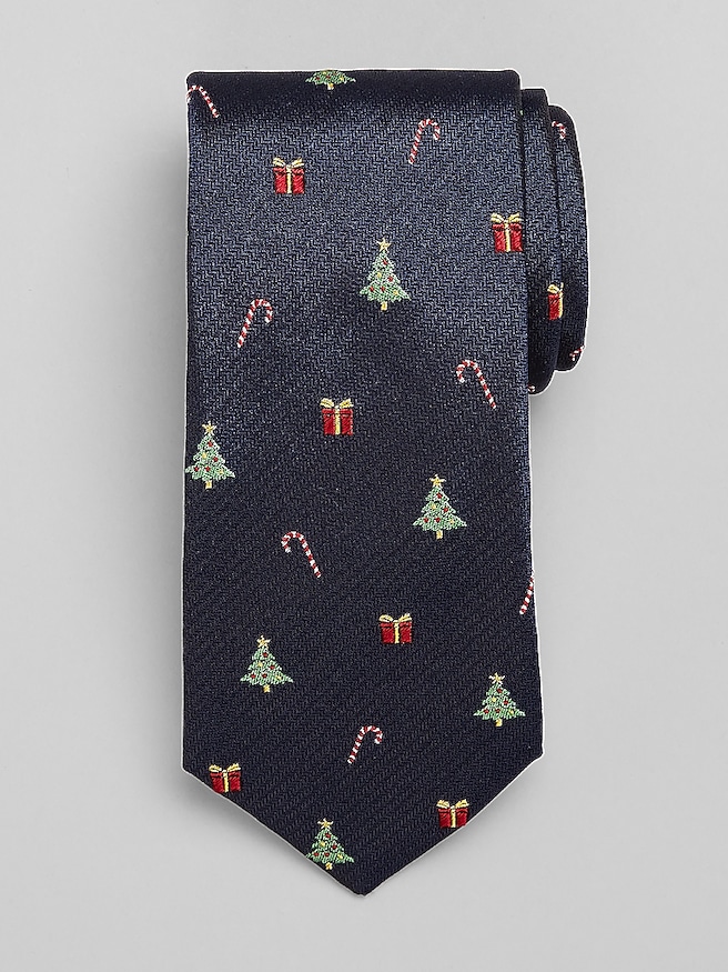 Joseph Abboud Christmas Allover Tie Blue