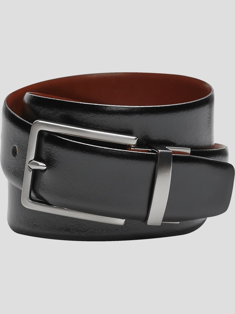 Joseph Abboud Reversible Square Buckle Leather Belt, Black | Belts
