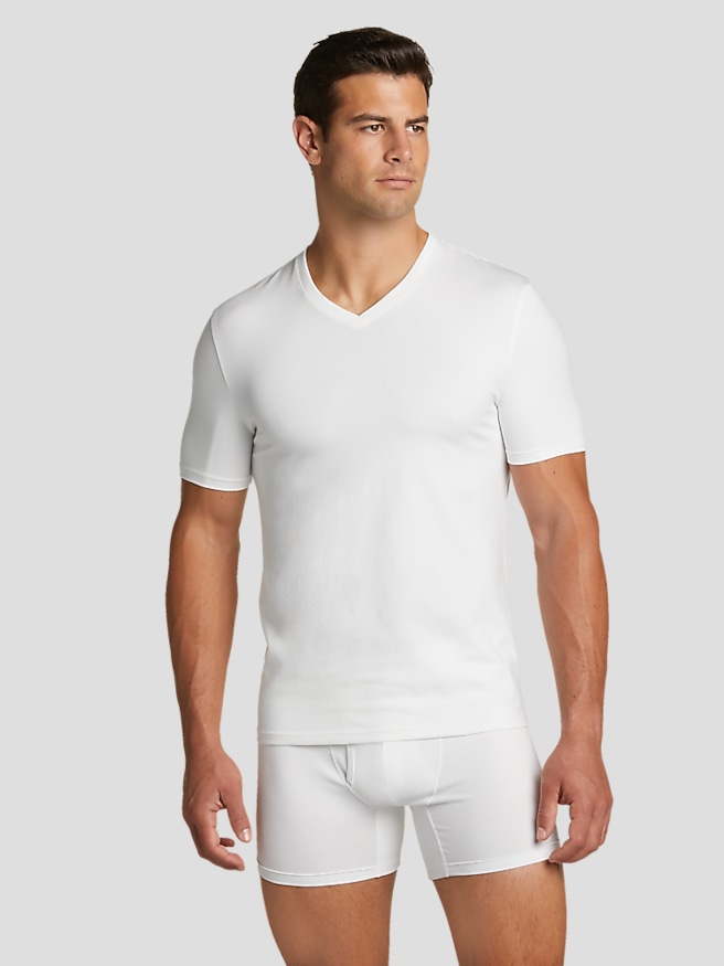 Egara Men's Slim Fit V-Neck T-Shirt, 3-Pack , White