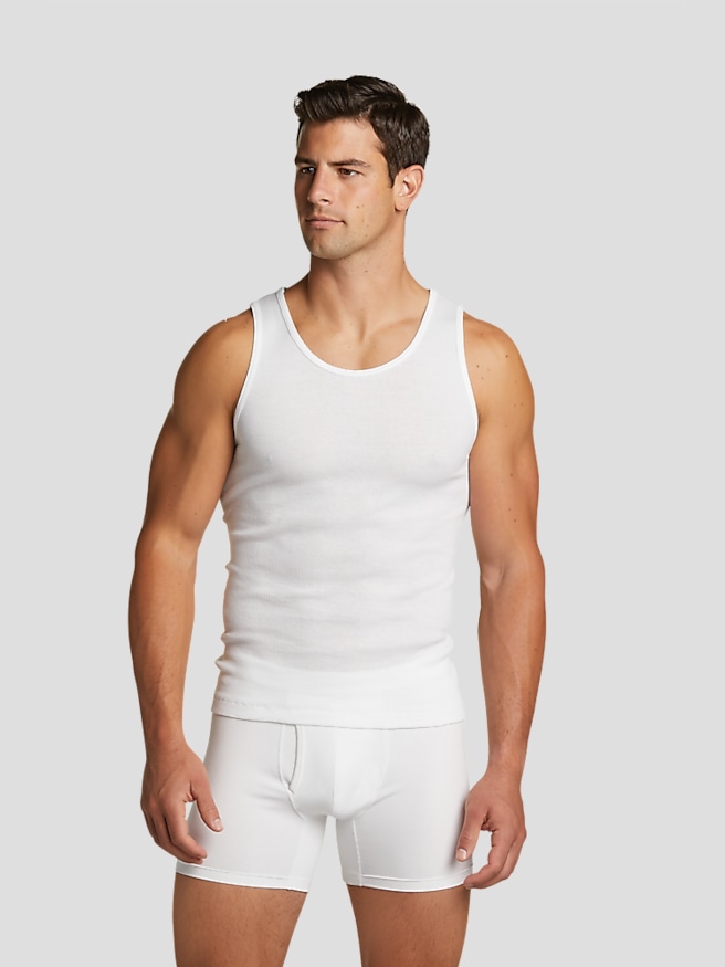 Egara Men's Slim Fit Cotton Tank Tops, 3-pack , White