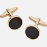 Pronto Uomo Round Onyx Gold Cufflinks