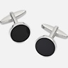 Pronto Uomo Round Onyx Silver Cufflinks