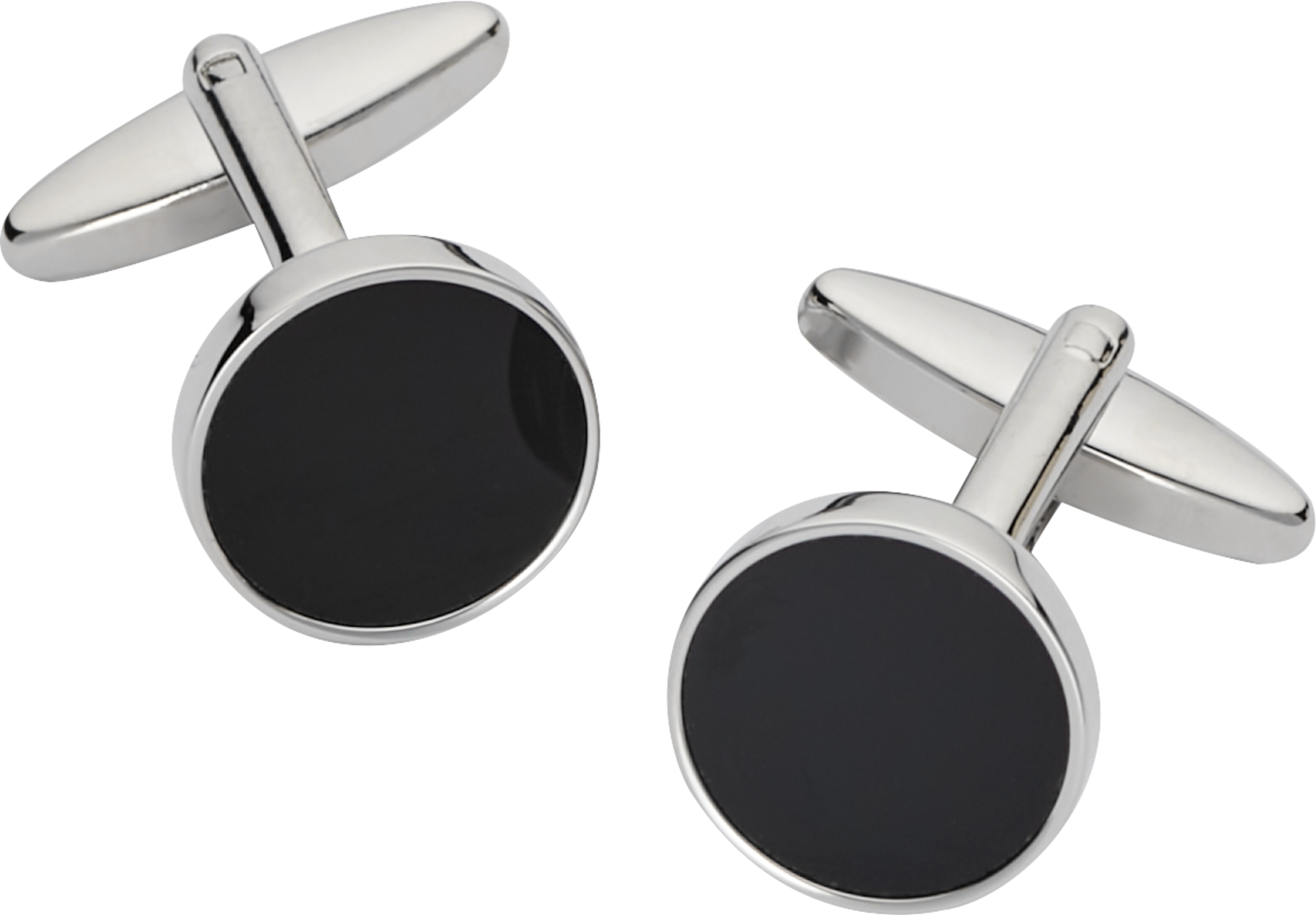 Round Onyx Silver Cufflinks