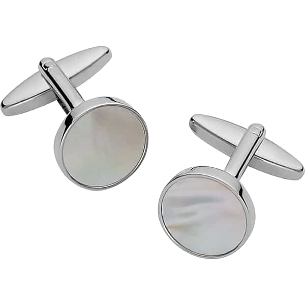 Pronto Uomo Men's Round Mother-of-Pearl Cufflinks Silver - Size: One Size - Only Available at Men's Wearhouse TMW8Y4380025