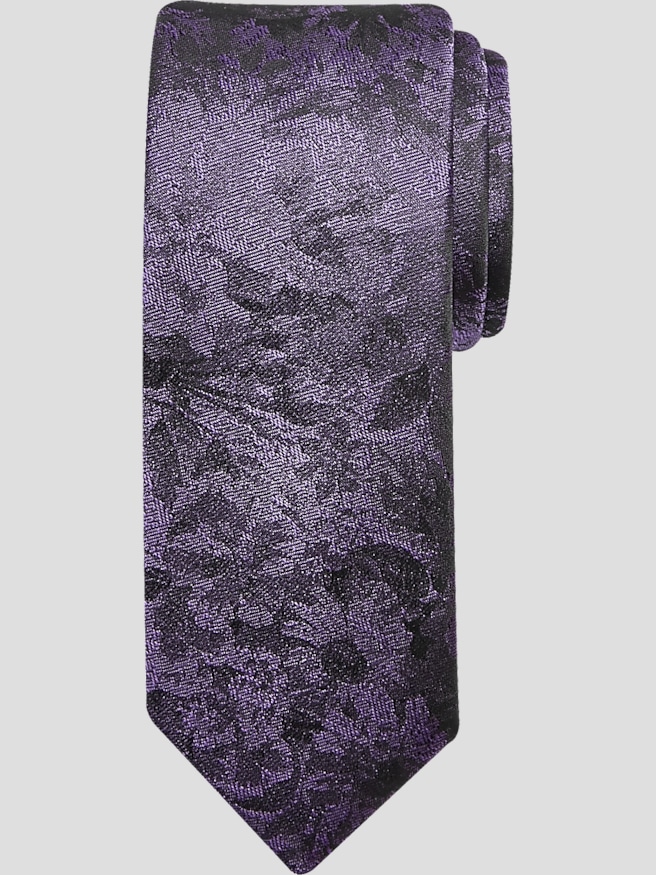 Egara Men's Narrow Floral Tie , Lavender / Purple