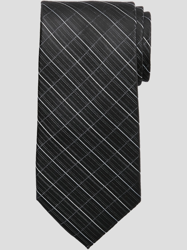 Calvin Klein Men's Windowpane Narrow Tie , Black