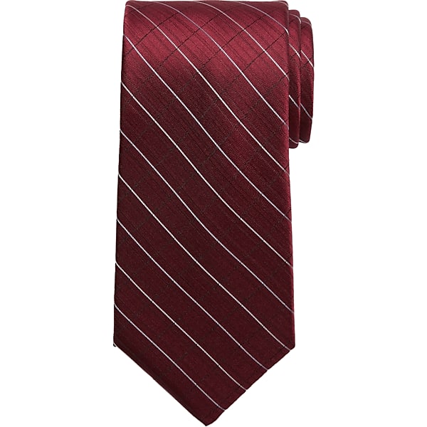 Calvin Klein Men's Windowpane Narrow Tie Burgundy - Size: One Size TMW8YE980006