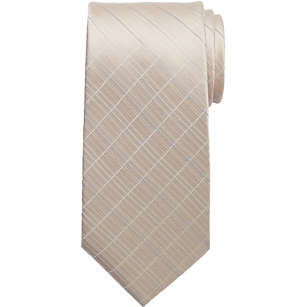 Calvin Klein Men's Windowpane Narrow Tie Taupe - Size: One Size TMW8YE980018