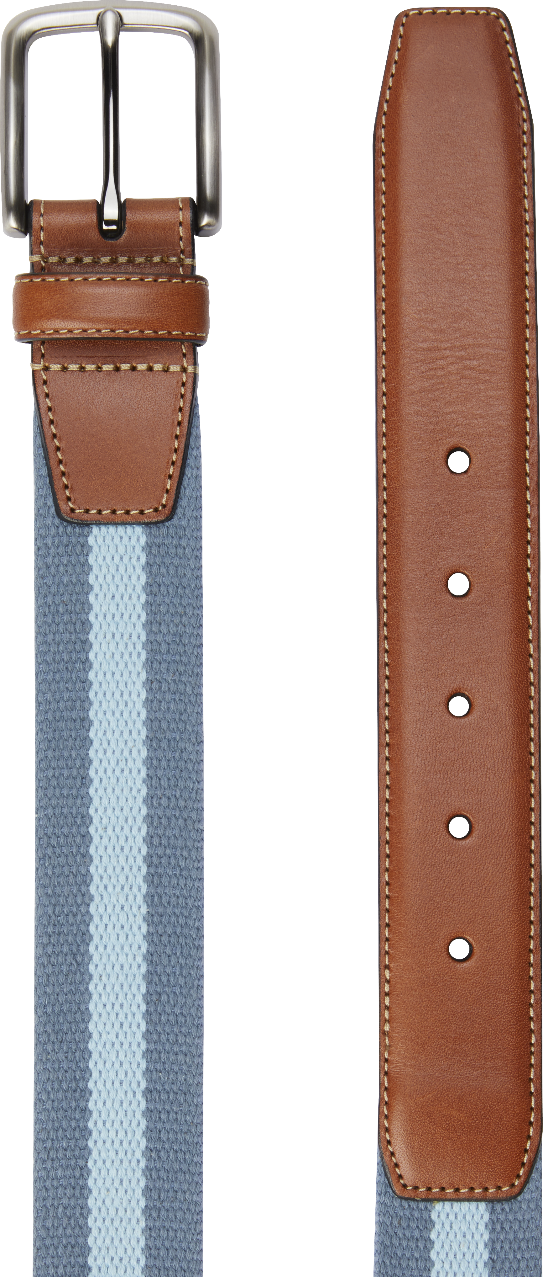 Two-Tone Fabric and Leather Belt