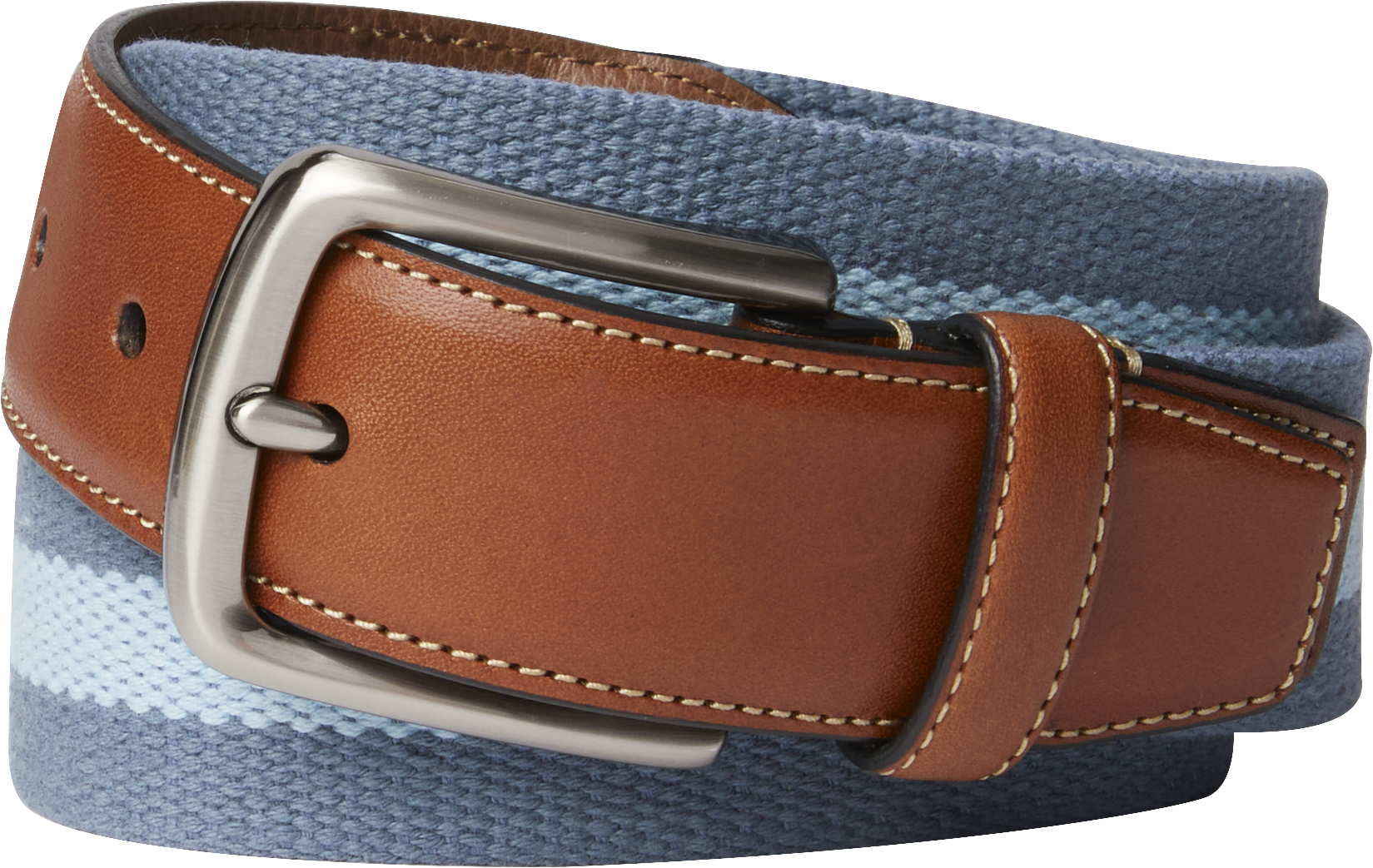 Two-Tone Fabric and Leather Belt