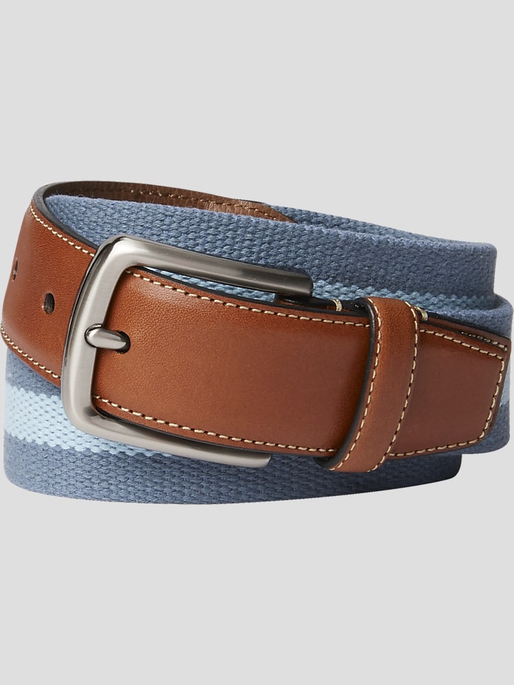 Joseph Abboud Two Tone Fabric and Leather Belt Belts Men s Wearhouse