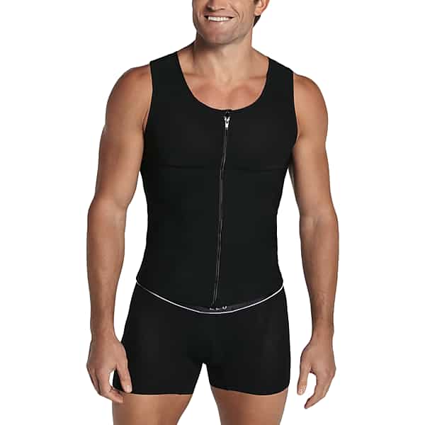 Leo By Leonisa Men's Body Shaper Vest with Back Support Black - Size: Large