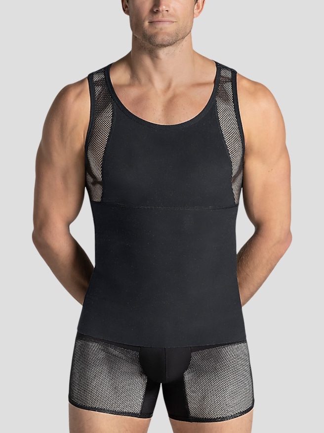 Leo By Leonisa Men's Firm Compression Shaper Tank , Black