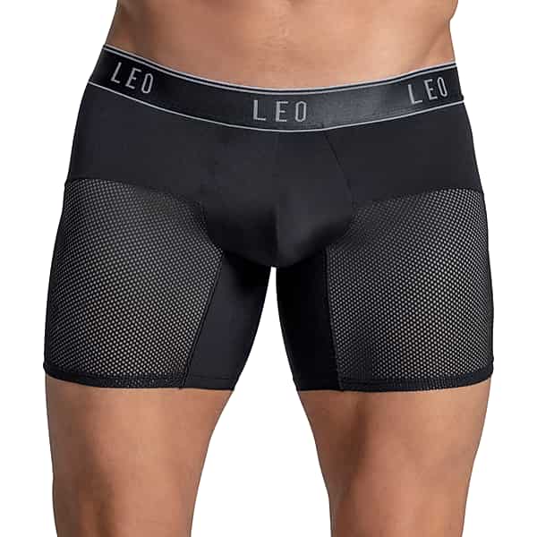 Leo By Leonisa Men's Mesh Boxer Briefs, Single-Pack Black -