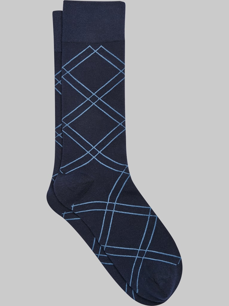 Egara Grid Diamond Pattern Cotton Socks, 1-pair