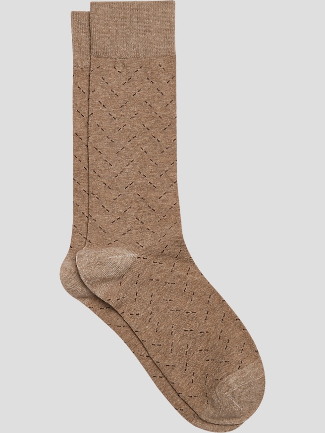 Egara Men's Dashed Herringbone Socks, 1-pair , Tan Heather / Brown