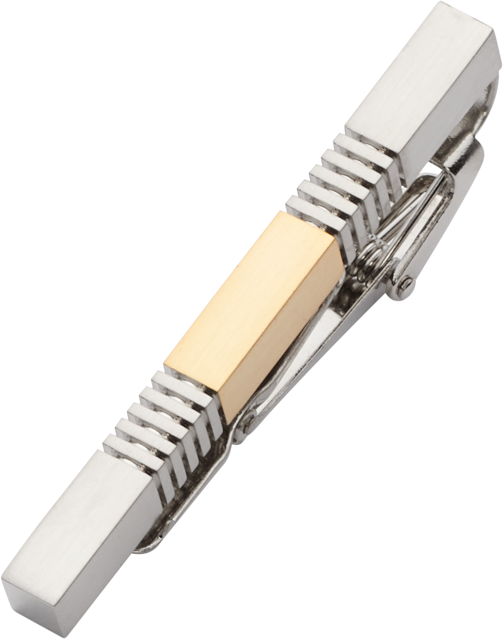 Pronto Uomo Pronto Uomo Tie Bar, Gold and Silver with Stripes Tie