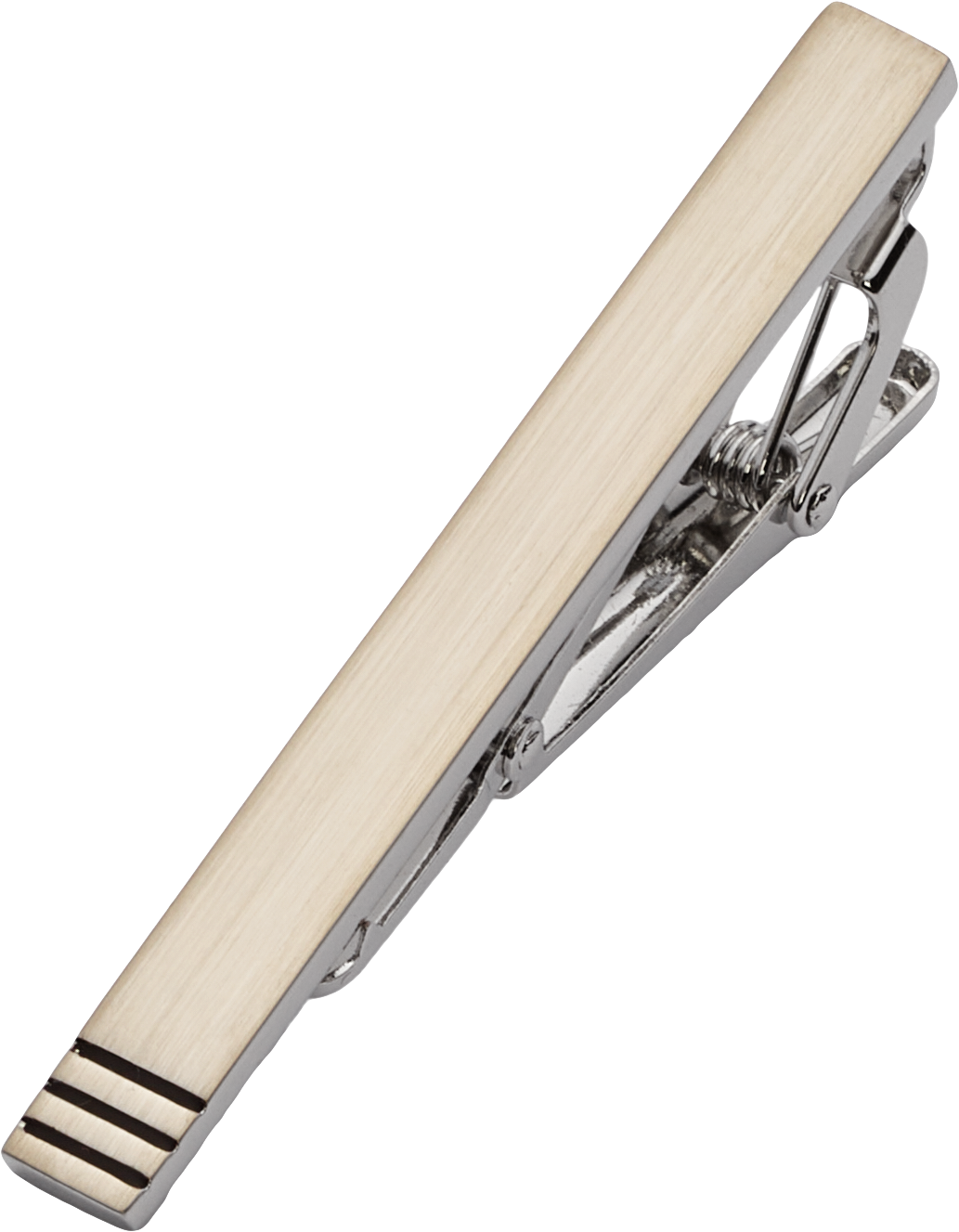 Pronto Uomo Tie Bar, Silver Tri Lines