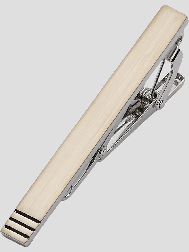 Pronto Uomo Men's Tri Line Tie Bar , Silver / Metallic