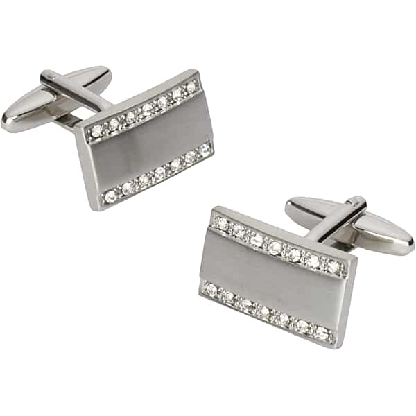 Pronto Uomo Men's Crystal Silver-Tone Cufflinks Silver - Size: One Size - Only Available at Men's Wearhouse