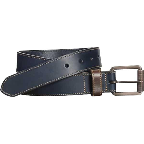 Johnston & Murphy Men's Johnston & Amp; Murphy Contrast Stitch Leather Belt Navy - Size: 42 Waist TMW8YRY42001